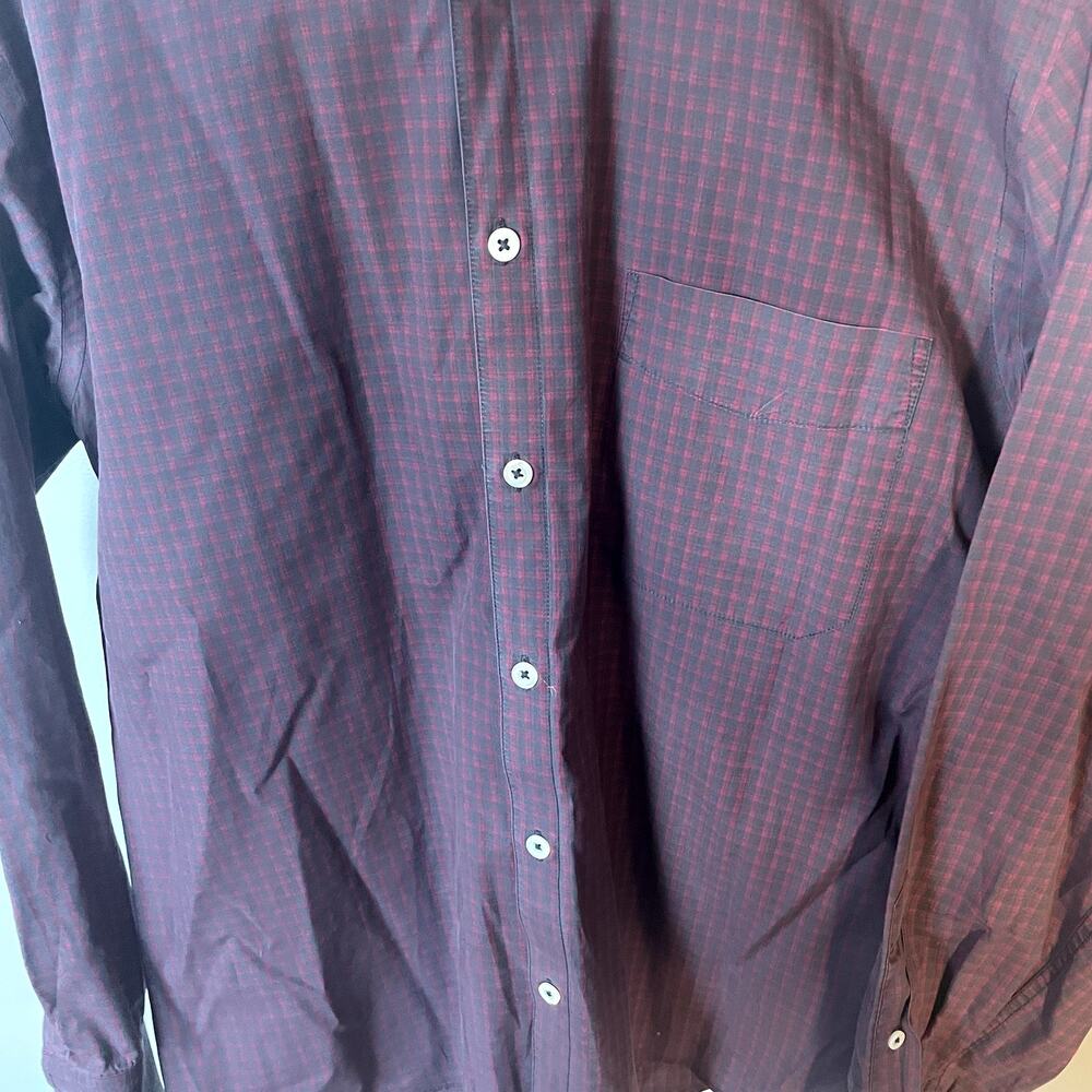 Billy Reid Red & Charcoal Checked Print Button Up… - image 5